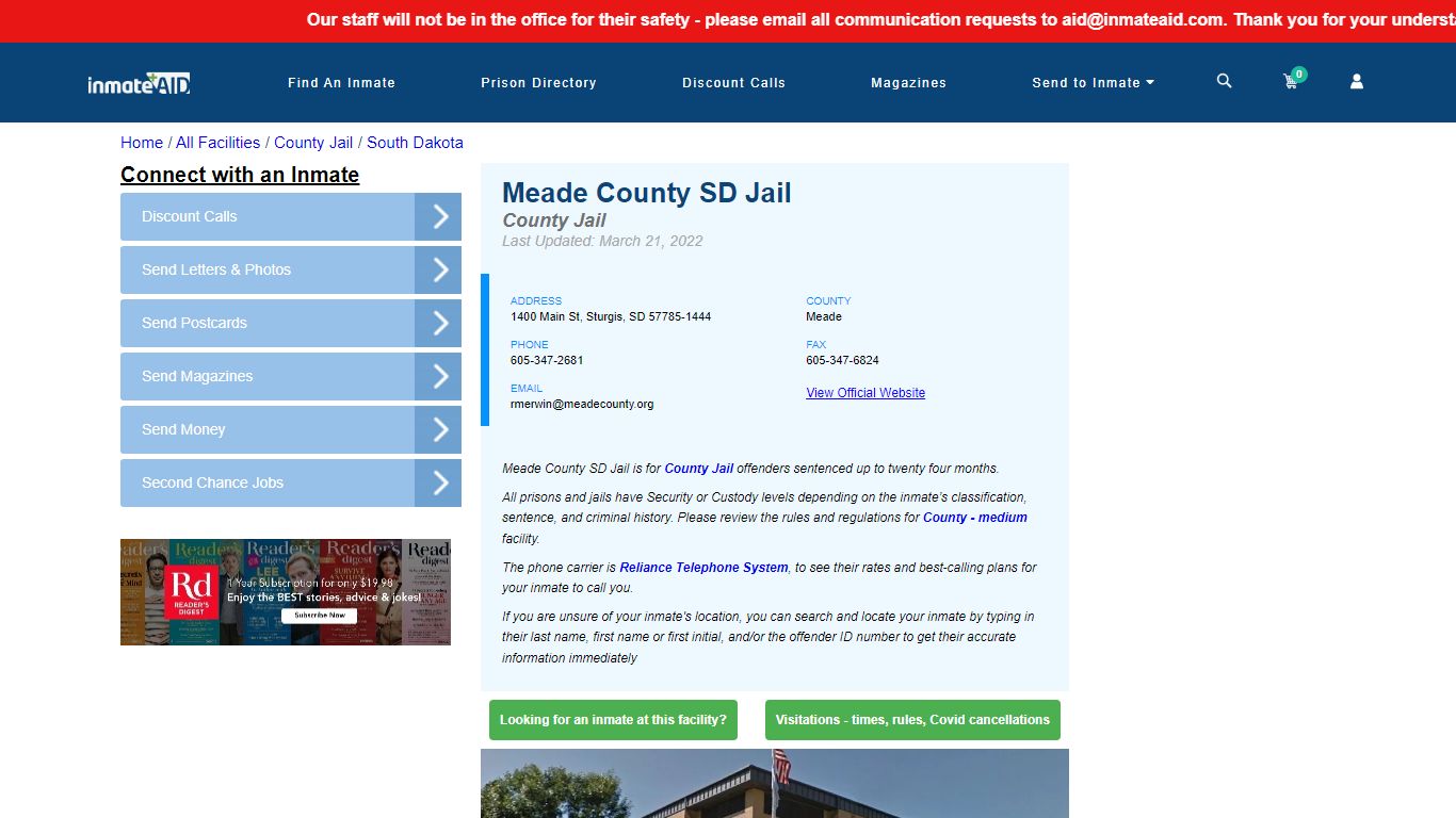 Meade County SD Jail - Inmate Locator - Sturgis, SD