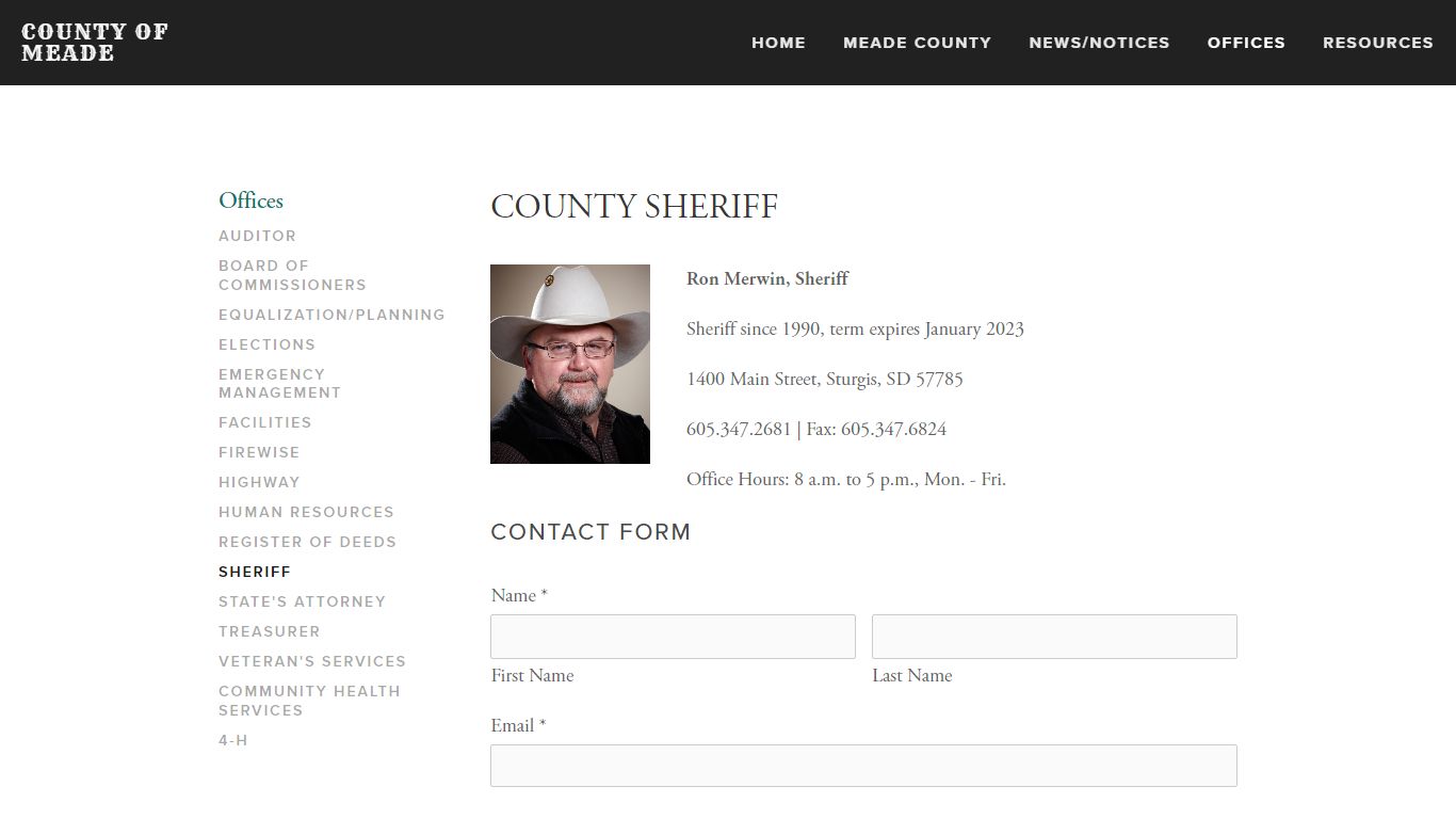 Sheriff — County of Meade